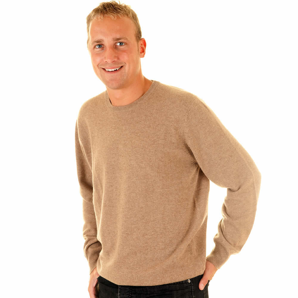 Men's Baby Camel Wool Crewneck Sweater – Lightweight | Gobi Grace