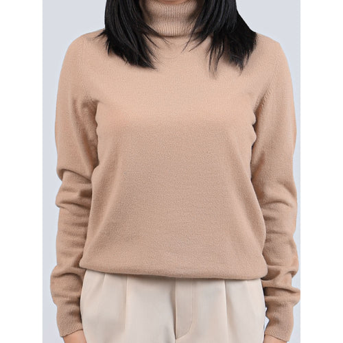 Women's Camel Wool Turtleneck Sweater - Classic