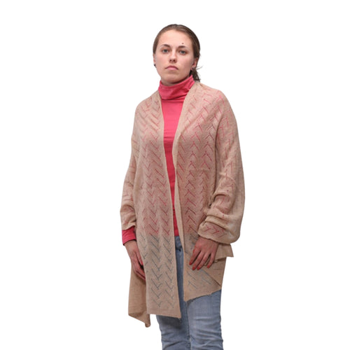 Women's Camel Wool Shawl – Zigzag Knit