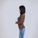 Cable Knit V Neck Wool Sweater