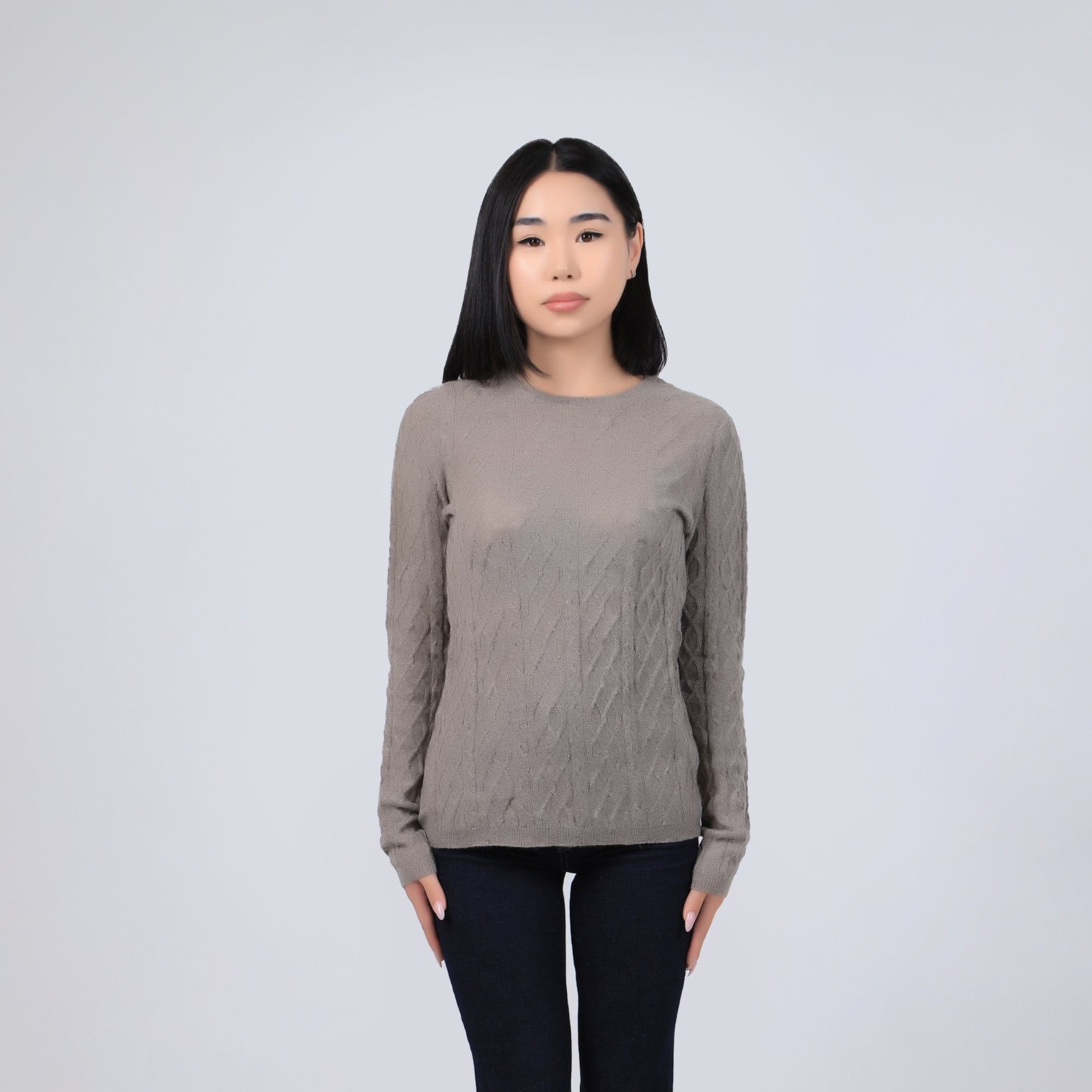 Diamond-pattern Knit Wool Sweater