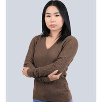 Cable Knit V Neck Wool Sweater