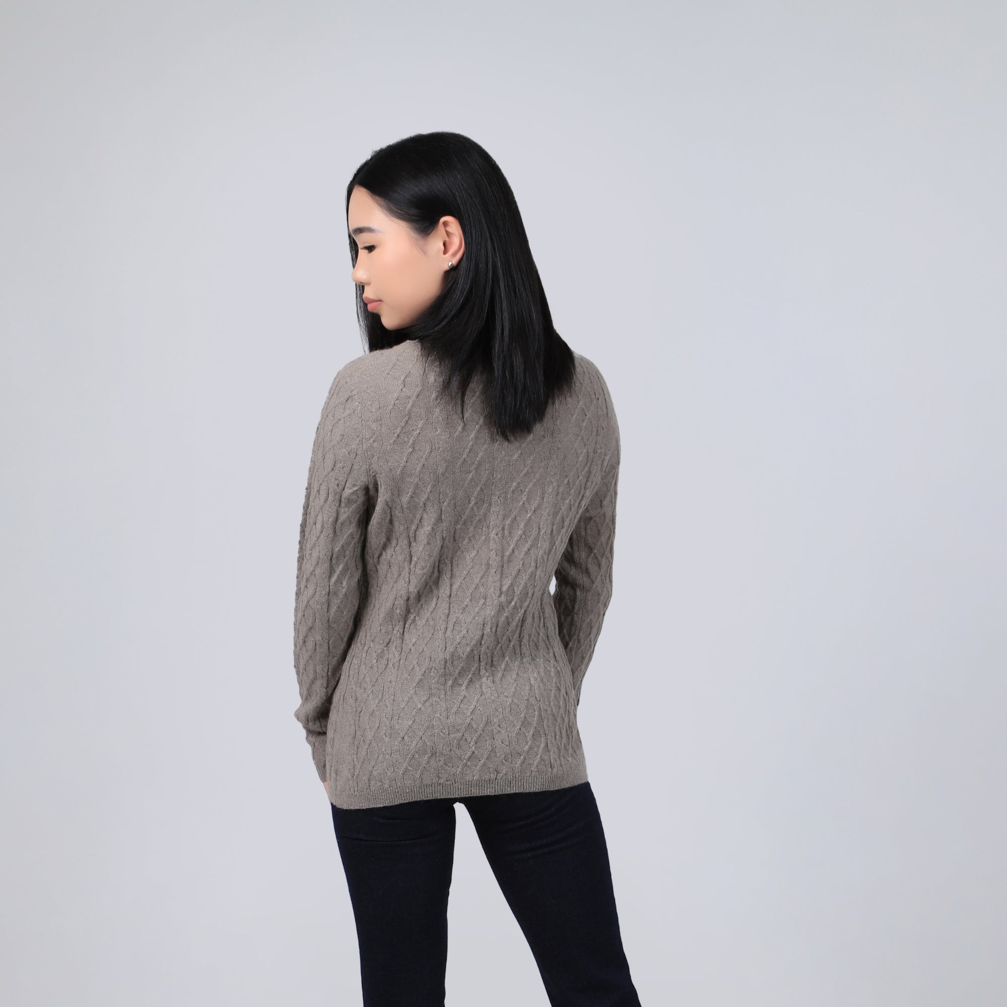 Diamond-pattern Knit Wool Sweater