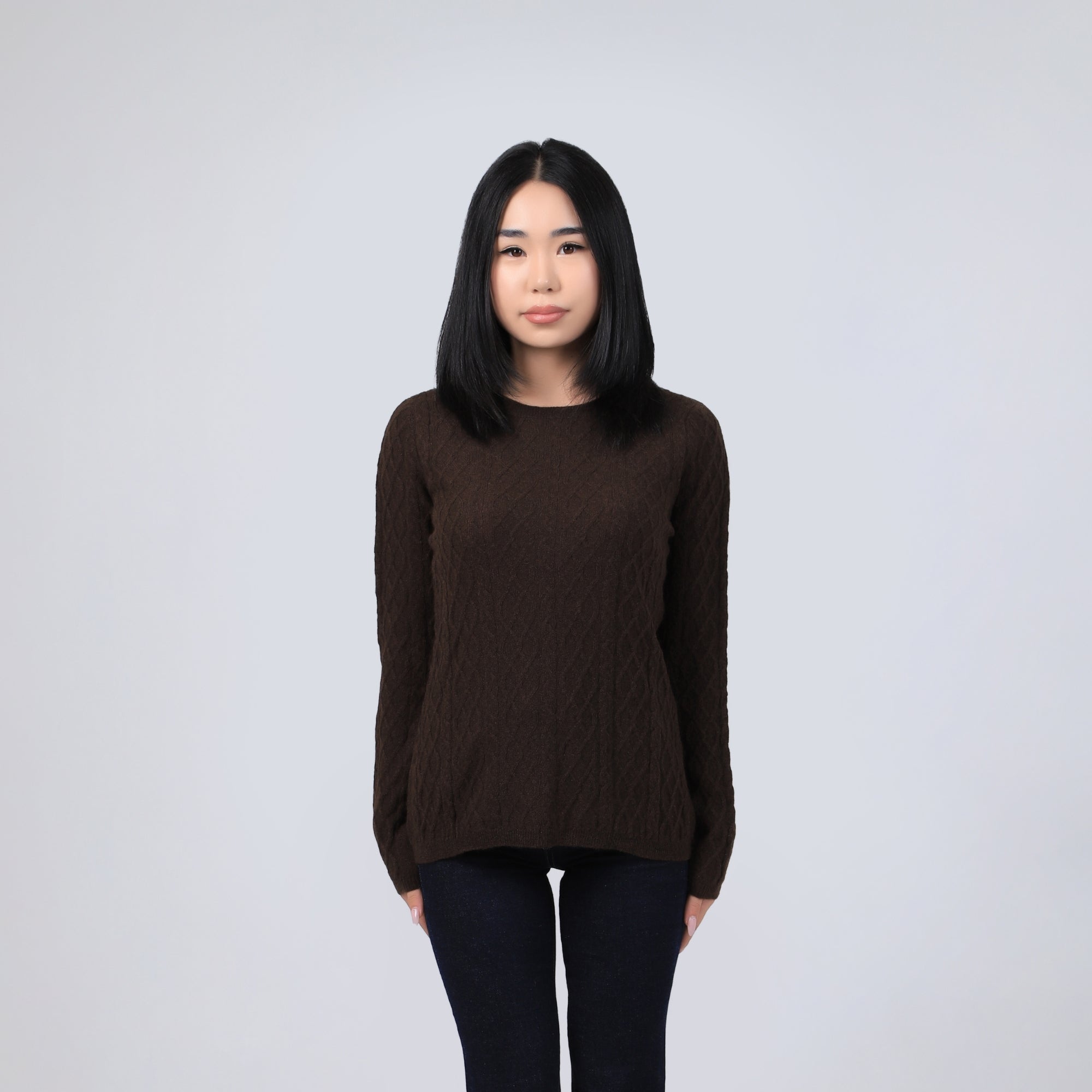 Diamond-pattern Knit Wool Sweater