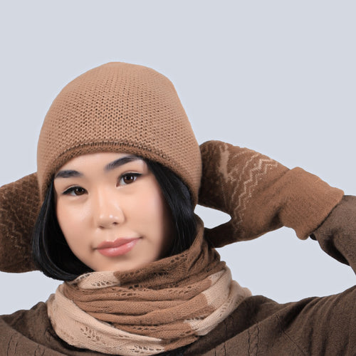 Unisex Camel Wool Cozy Mittens