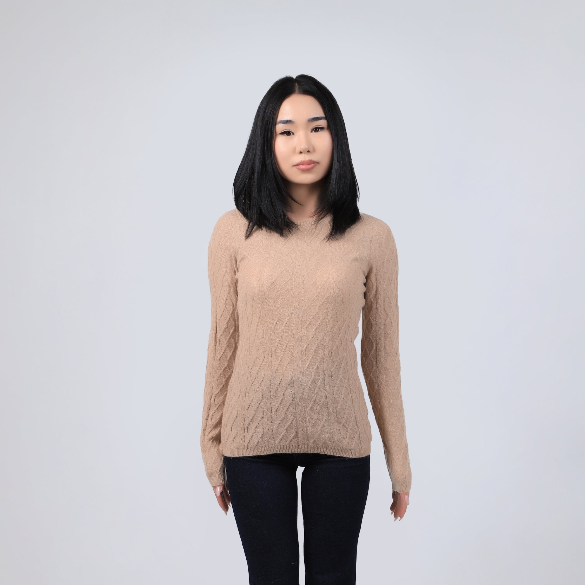 Diamond-pattern Knit Wool Sweater