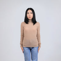 Cable Knit Camel Wool Turtleneck Sweater