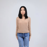 Cable Knit V Neck Wool Sweater