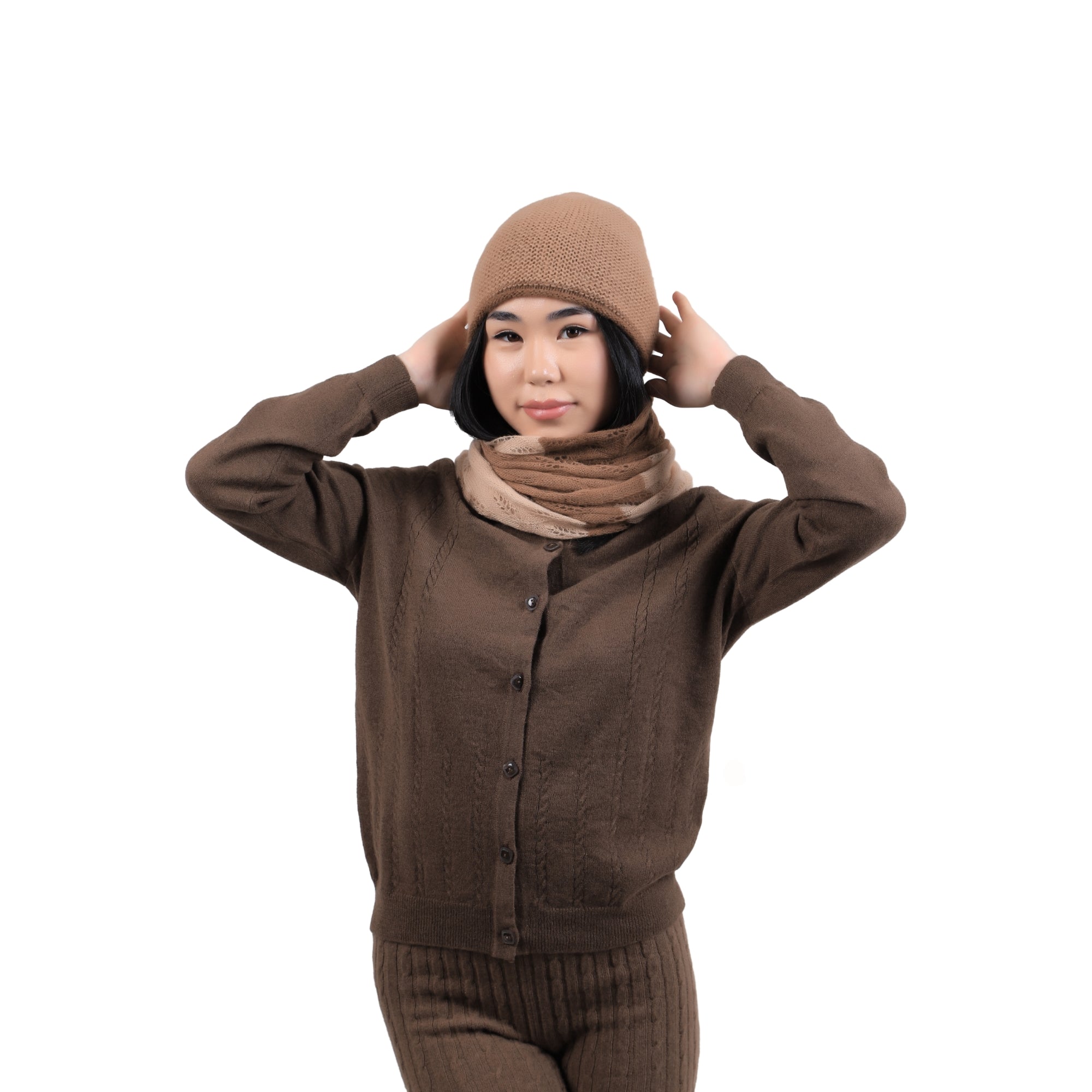 Tricolor Camel Wool Scarf