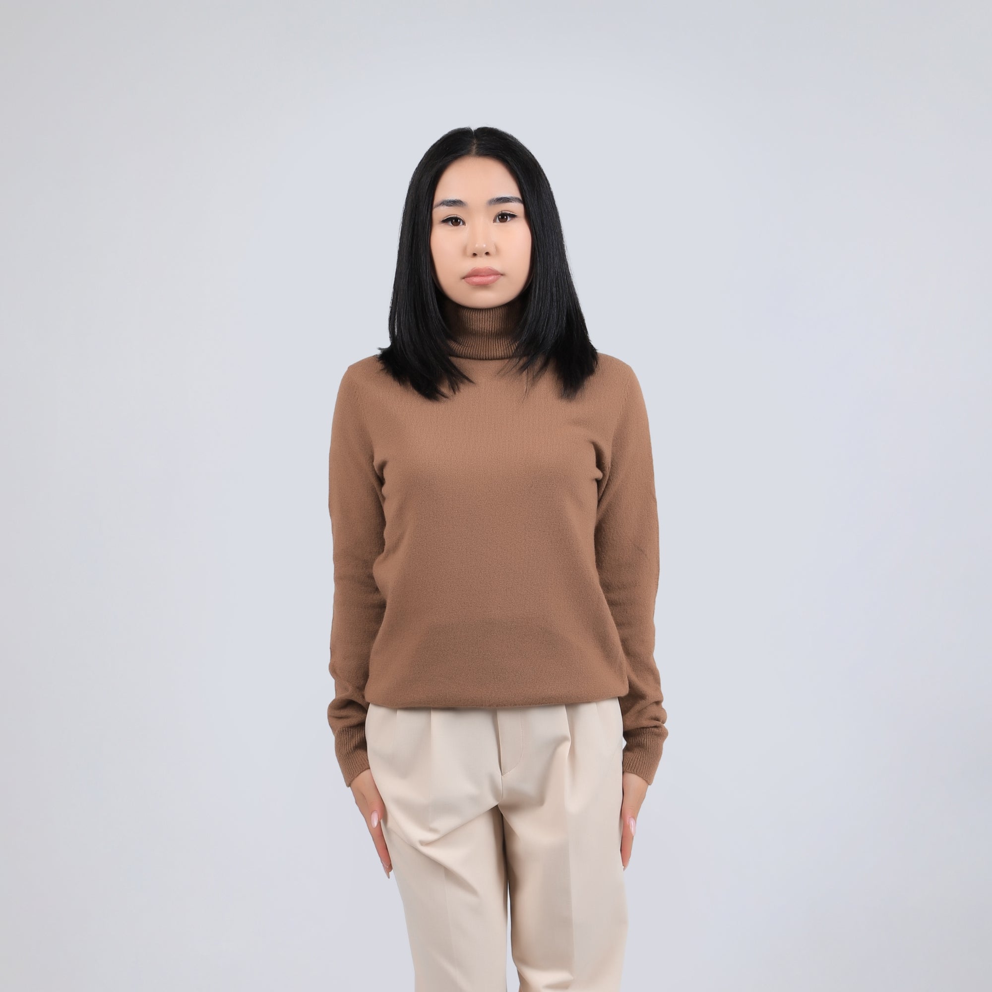 Turtleneck Camel Wool Sweater