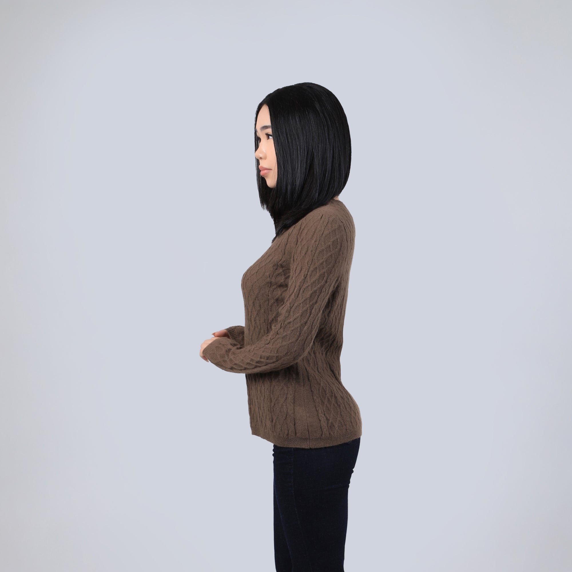 Diamond-pattern Knit Wool Sweater