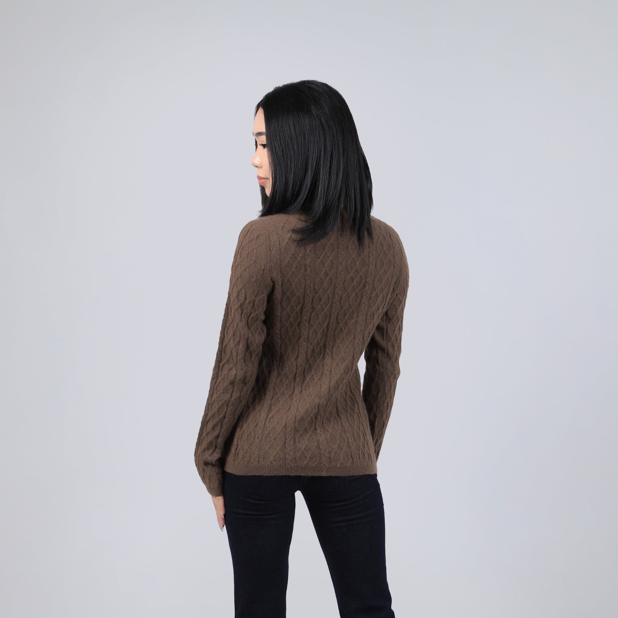 Diamond-pattern Knit Wool Sweater