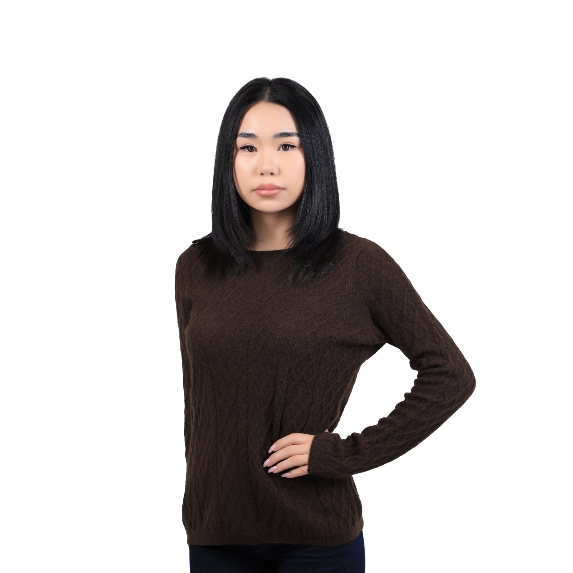 Diamond-pattern Knit Wool Sweater