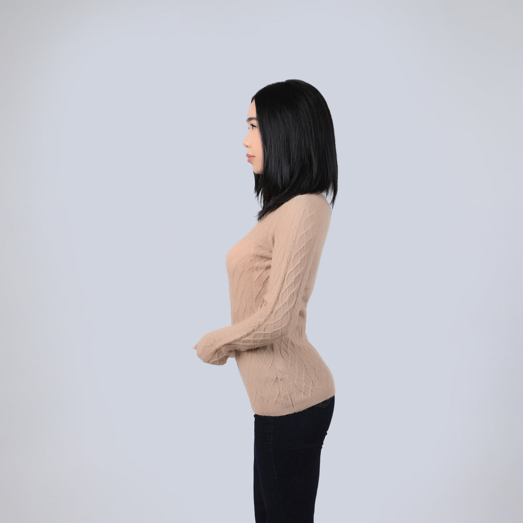Diamond-pattern Knit Wool Sweater