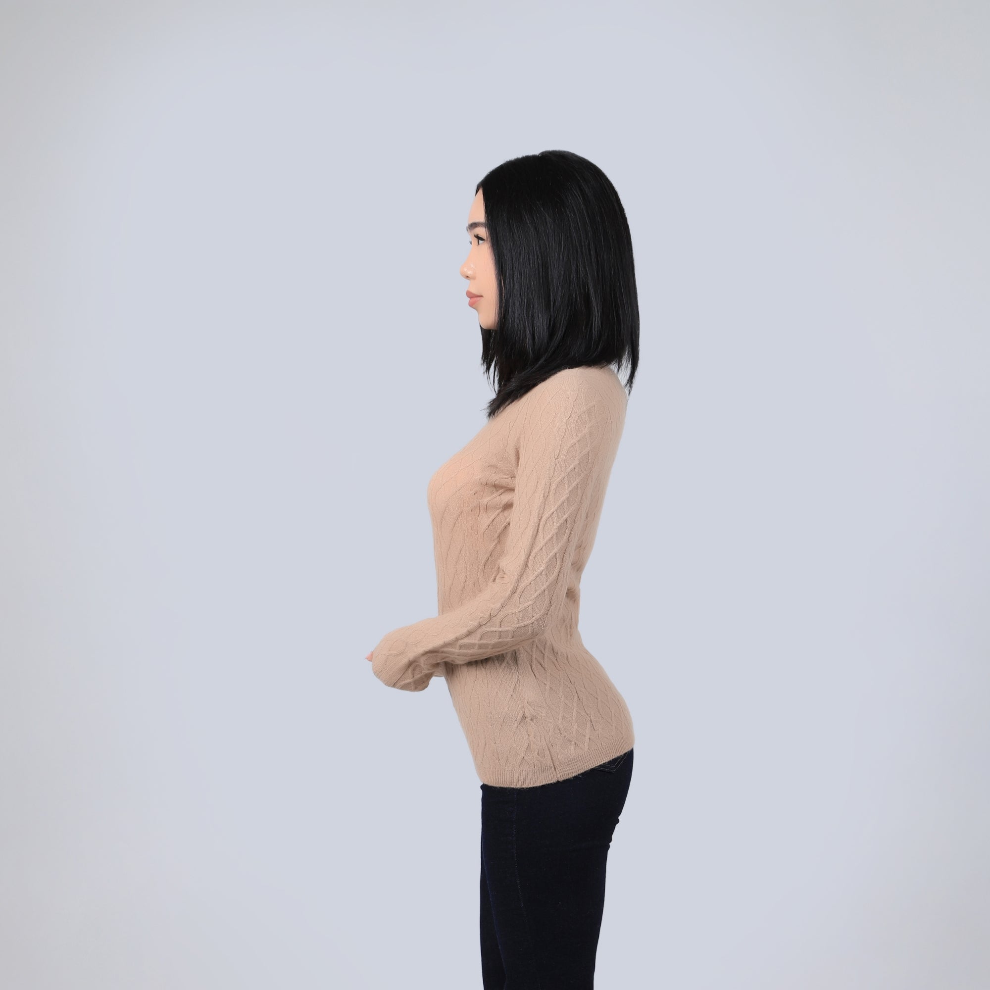 Diamond-pattern Knit Wool Sweater
