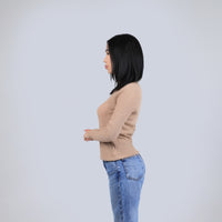 Cable Knit V Neck Wool Sweater