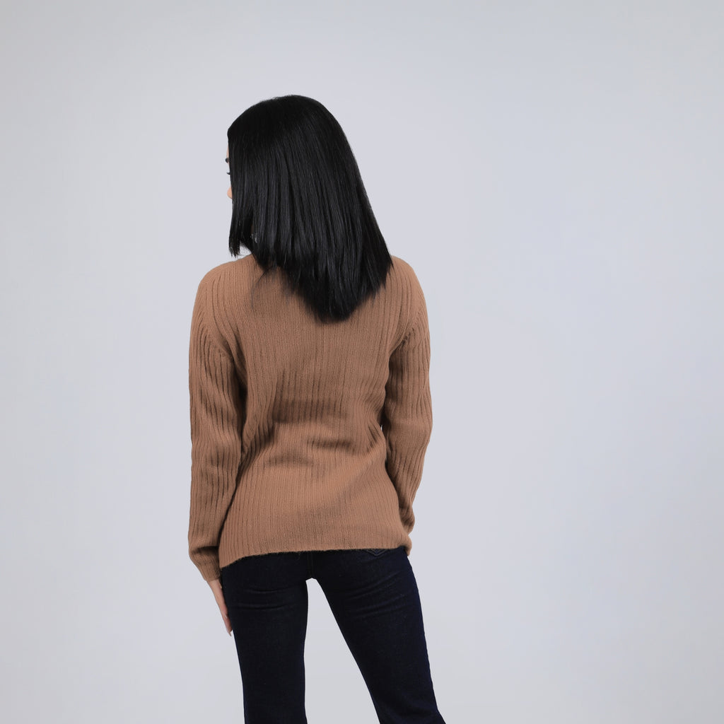 Ribbed Wool Turtleneck Sweater