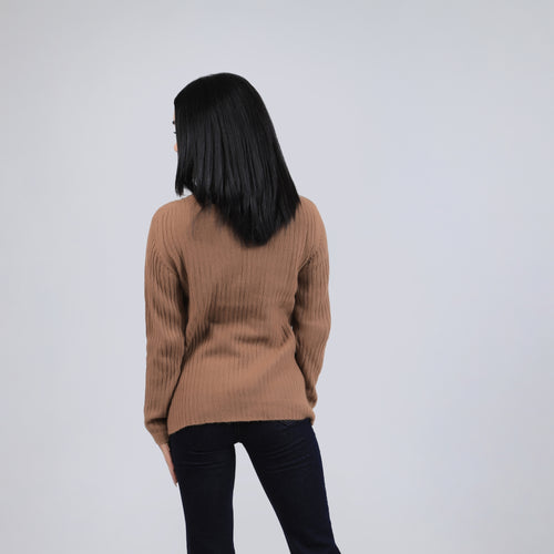Women's Baby Camel Wool Turtleneck Sweater – Ribbed
