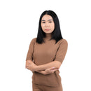 Short-Sleeved Camel Wool Turtleneck Knit Top