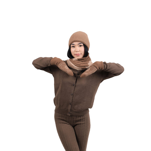 Unisex Camel Wool Cozy Mittens