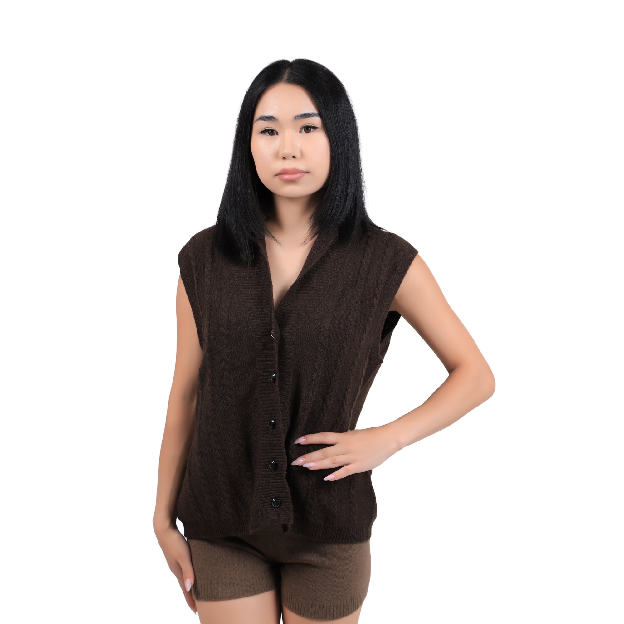 Sleeveless Button-Up Yak Wool Sweater Vest