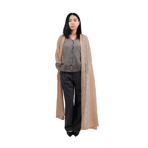 Women's Camel Wool Shawl – Zigzag Knit