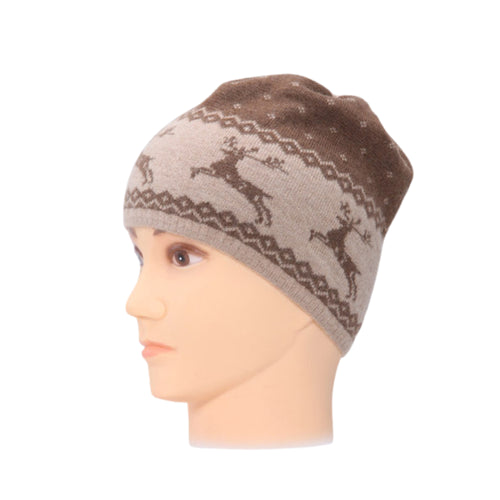 Unisex Camel Wool Beanie - Deer