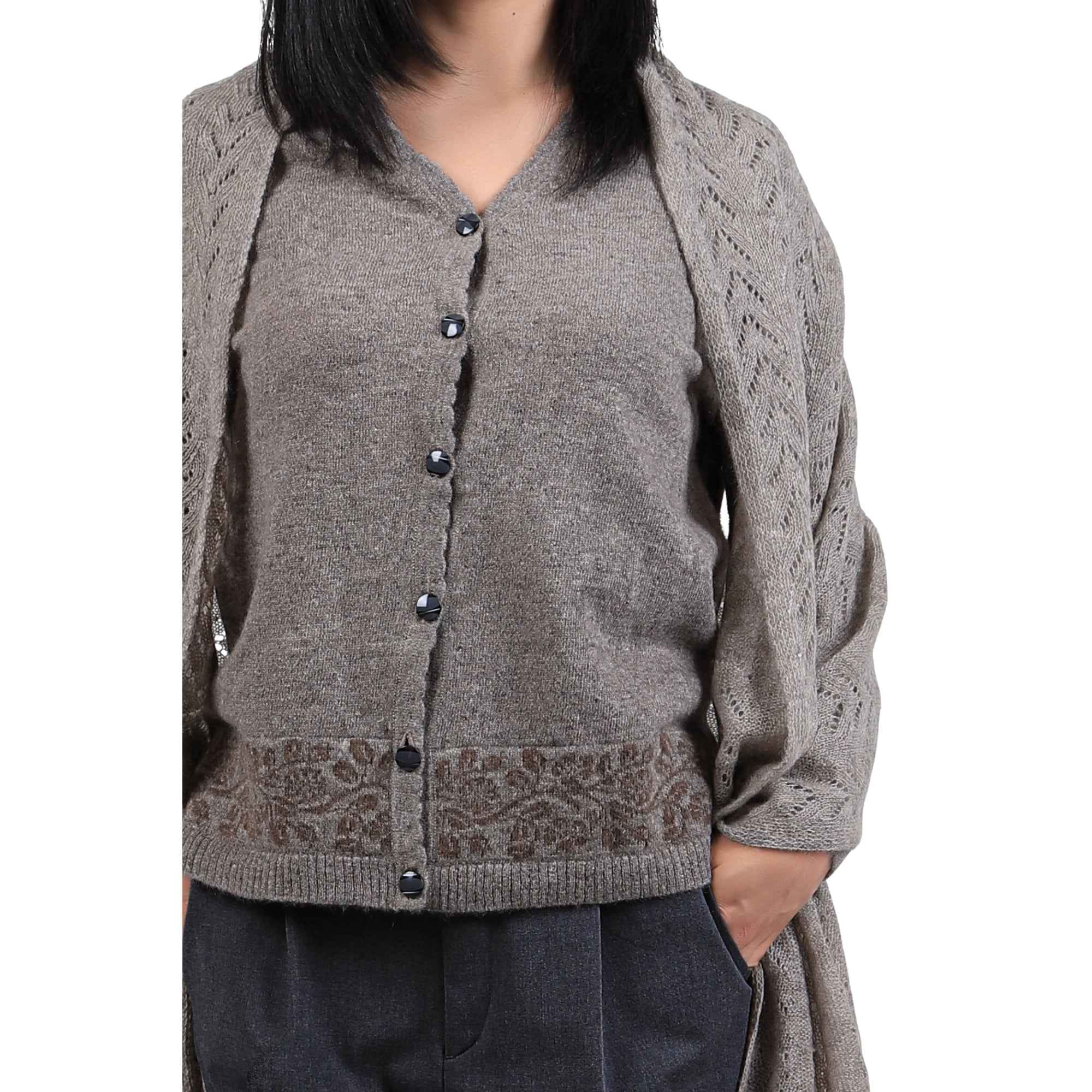 Zigzag Pattern Wool Shawl