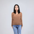 Cable Knit V Neck Wool Sweater