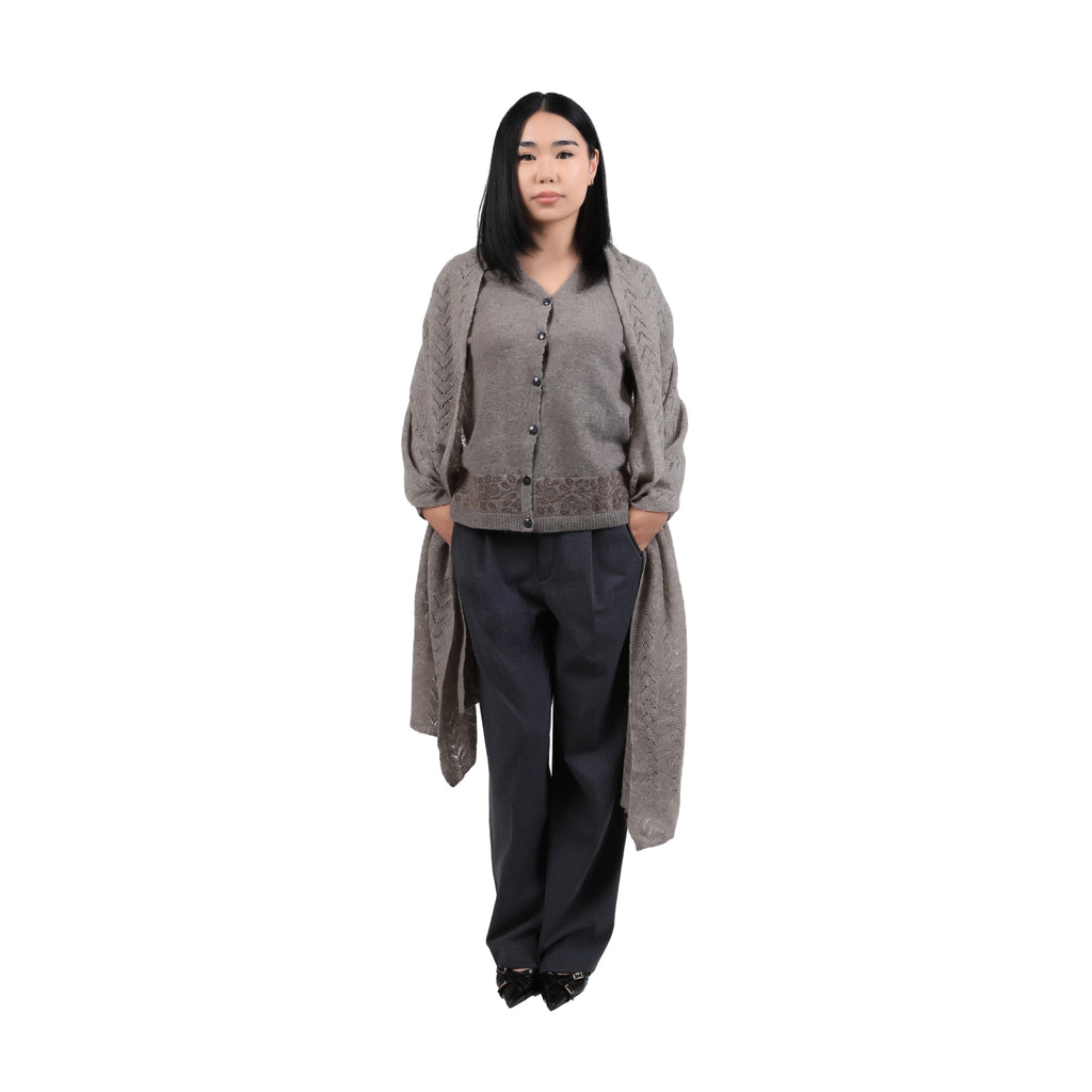 Zigzag Pattern Wool Shawl
