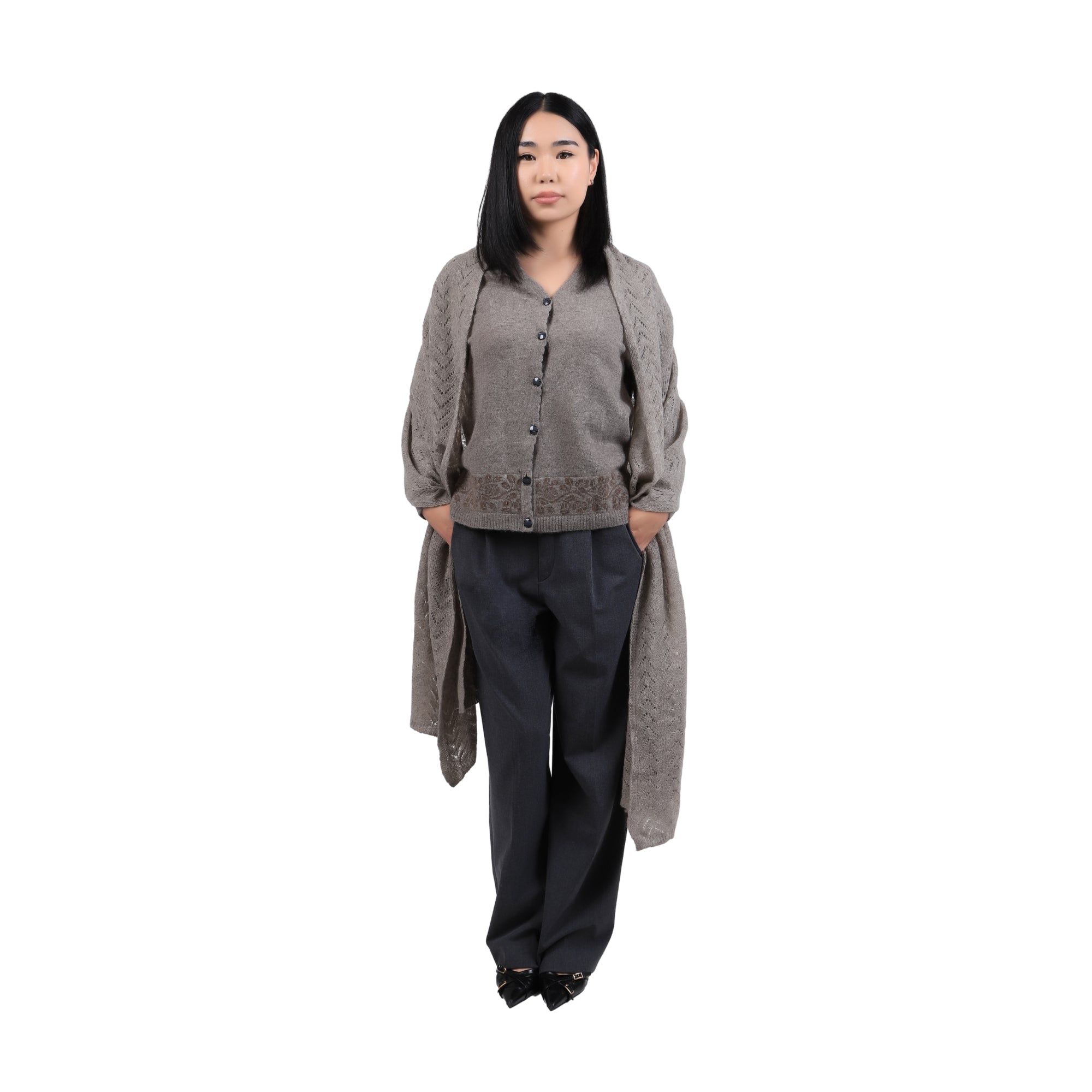 Zigzag Pattern Wool Shawl