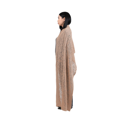 Women's Camel Wool Shawl – Zigzag Knit