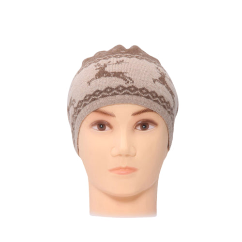 Unisex Camel Wool Beanie - Deer