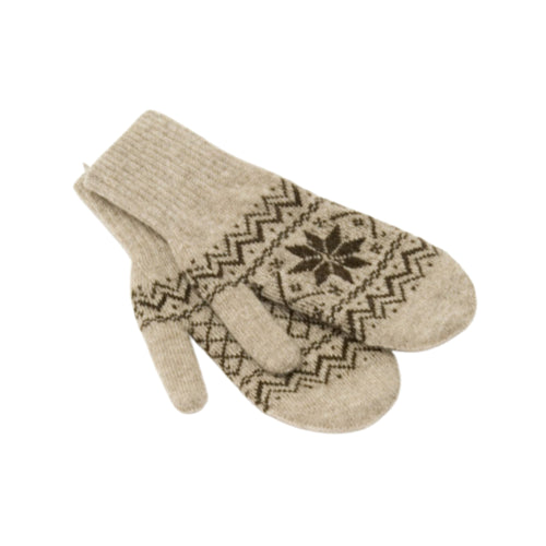 Unisex Yak Wool Mittens – Snowflake Knit