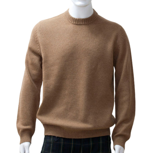Men's Camel Wool Sweater - Crewneck