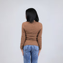 Cable Knit V Neck Wool Sweater