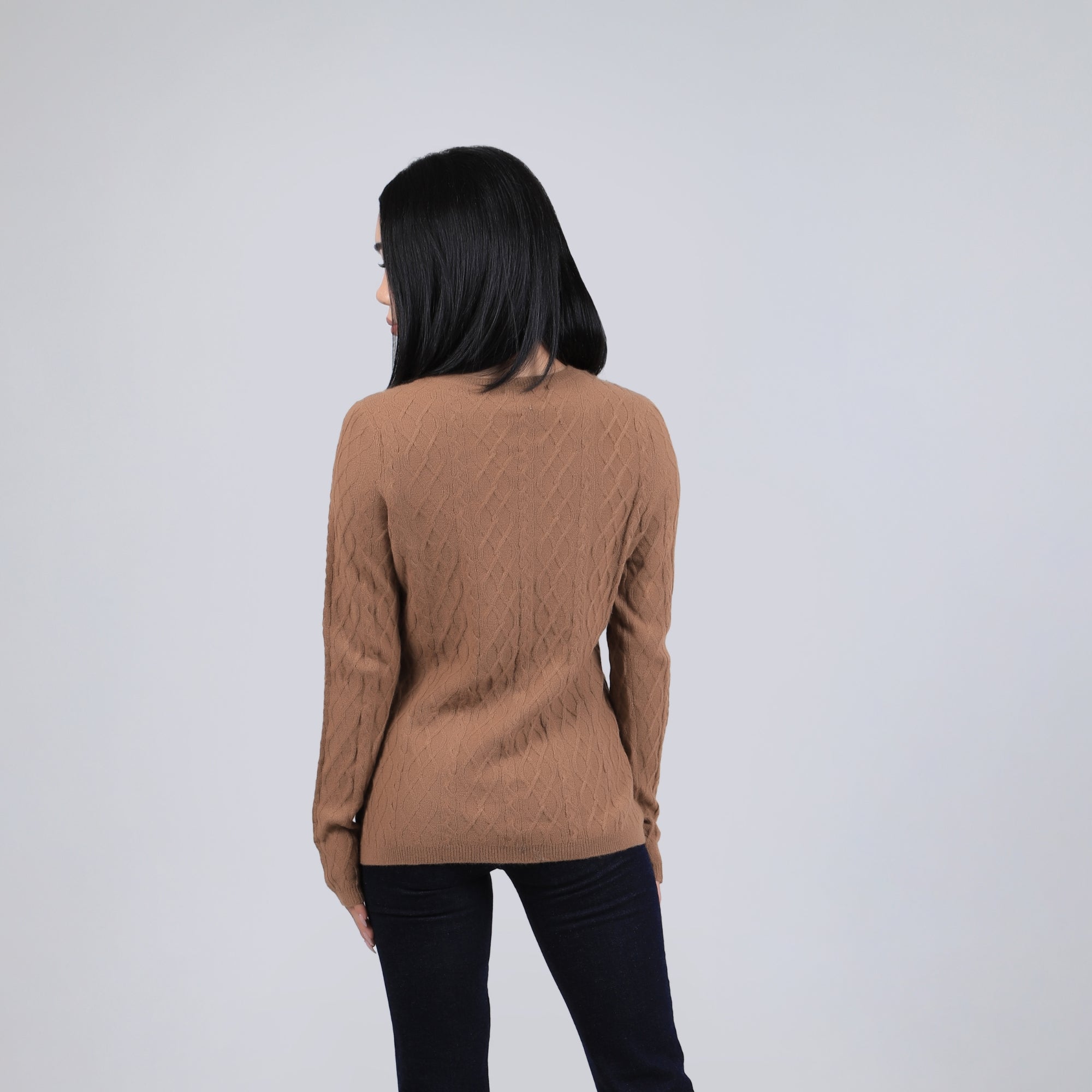 Diamond-pattern Knit Wool Sweater