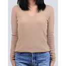 Cable Knit V Neck Wool Sweater
