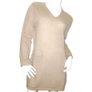 V-Neck Camel Wool Dress with Pocket