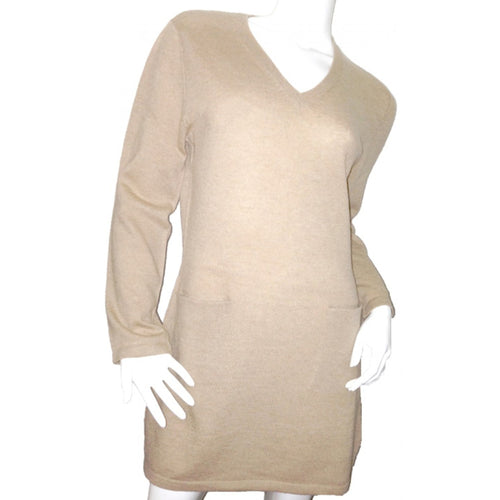 Women's Camel Wool Dress with Pocket