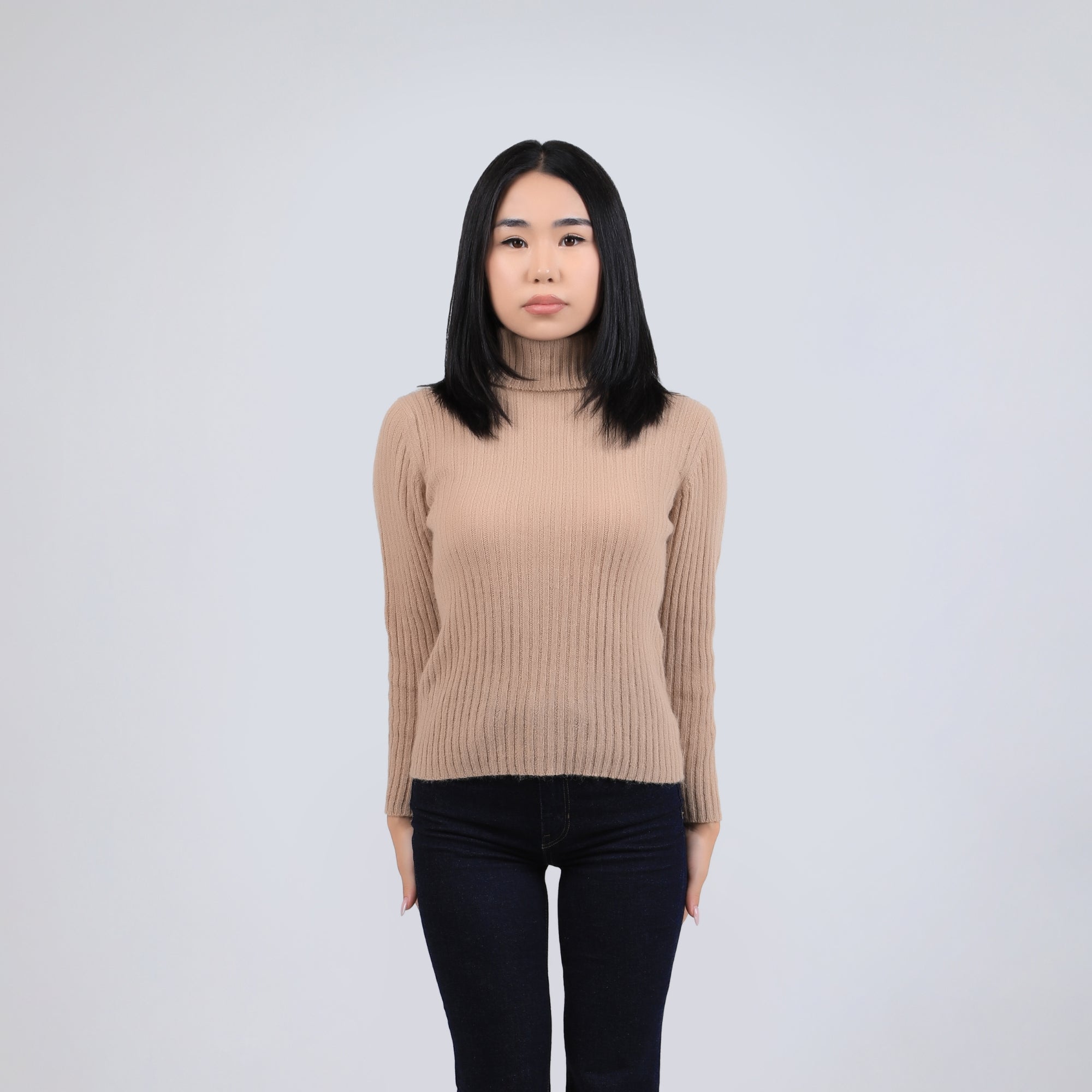 Ribbed Wool Turtleneck Sweater