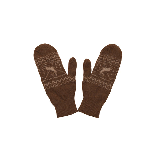 Unisex Yak Wool Mittens with Reindeer Pattern