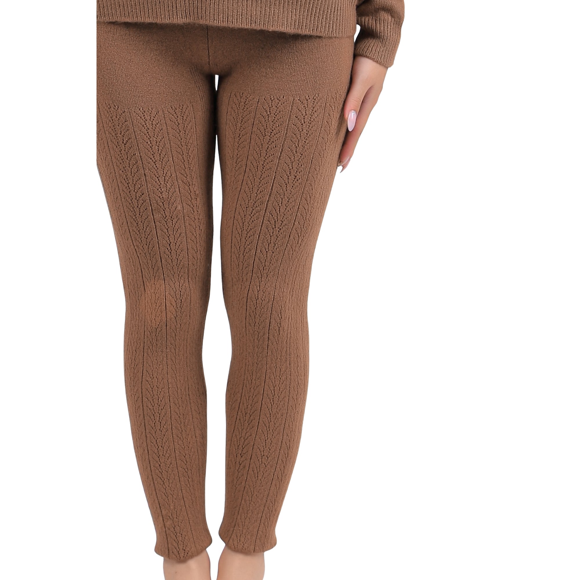 Textured Elastic Camel Wool Tights