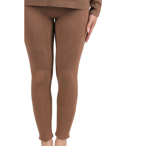 Women's Elastic Camel Wool Tights - Textured