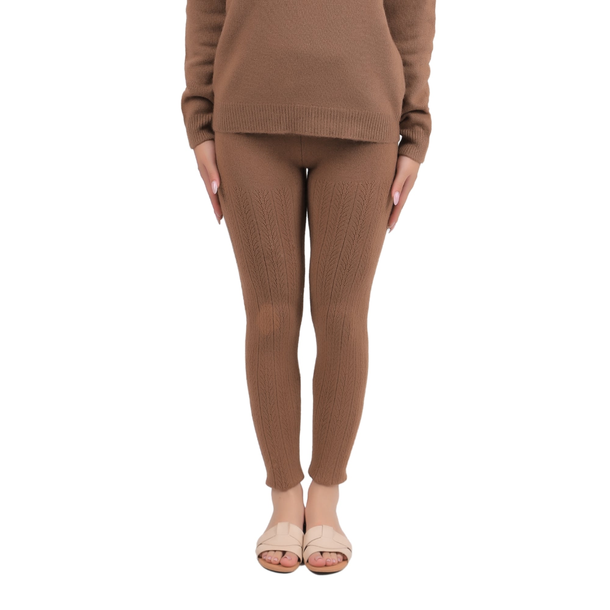 Textured Elastic Camel Wool Tights