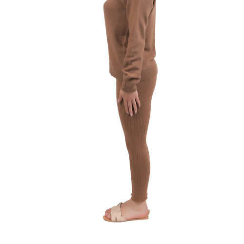 Women's Elastic Camel Wool Tights - Textured