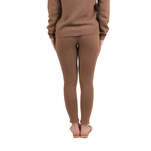 Women's Elastic Camel Wool Tights - Textured