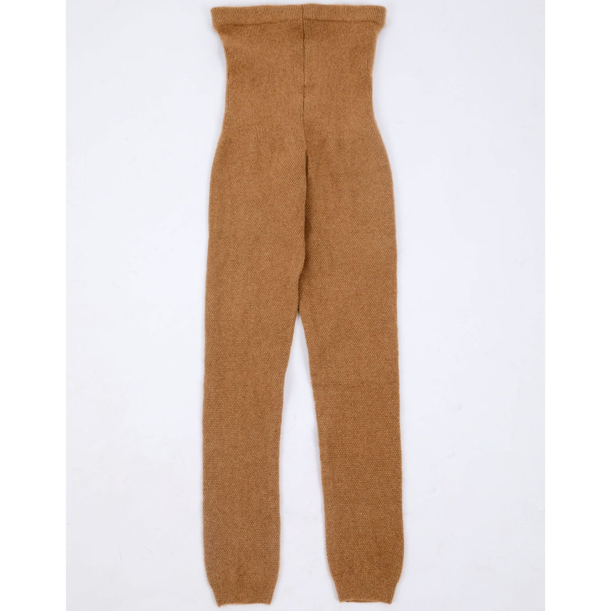 Women's baby camel wool stretch knit leggings, side view