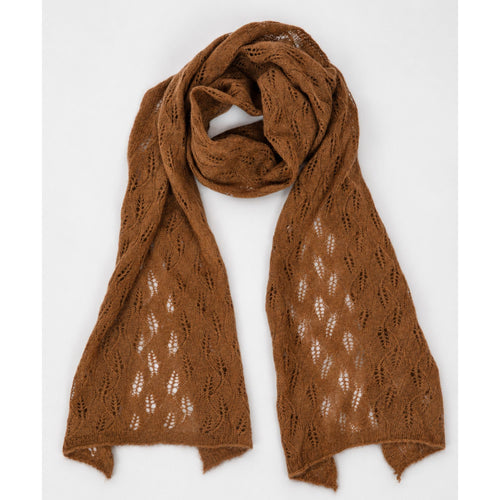 Women's Camel Wool Scarf – Open Knit