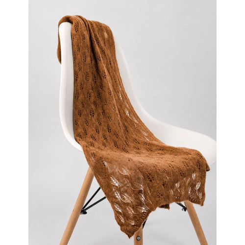 Women's Camel Wool Scarf – Open Knit